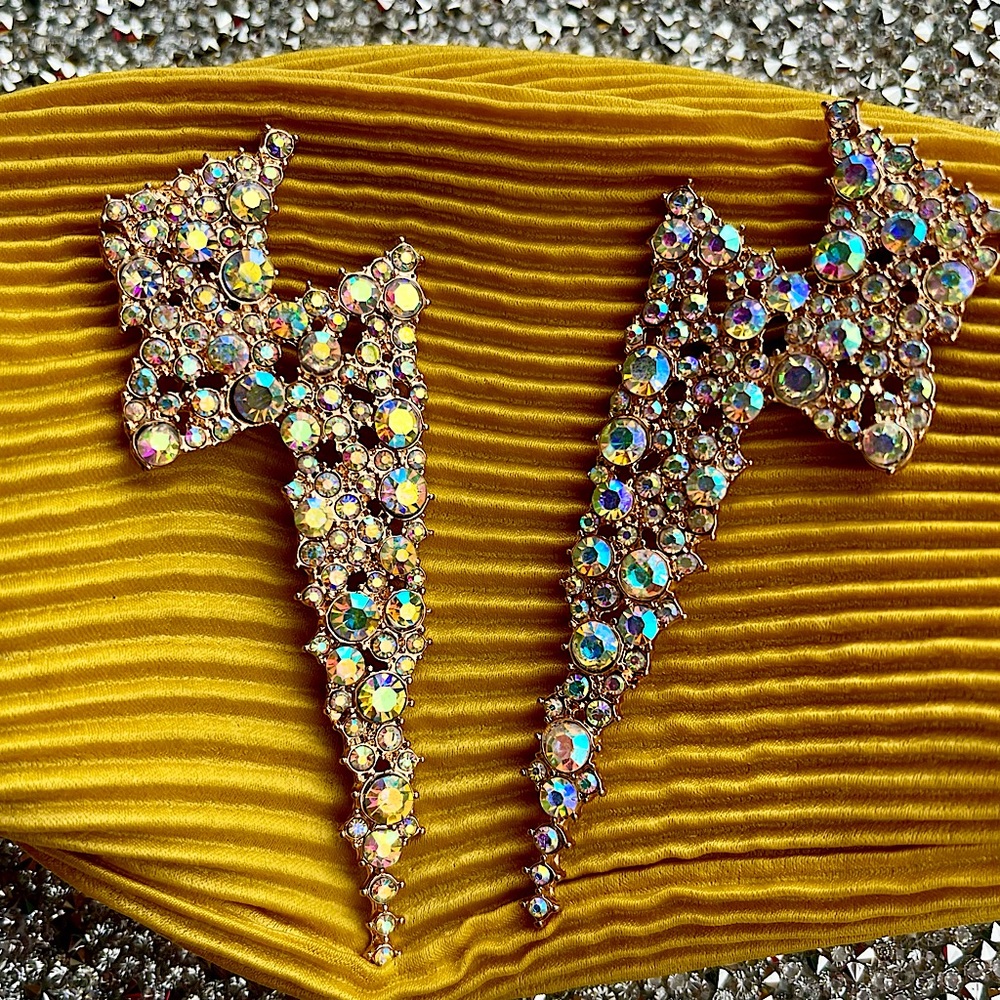 Flashy Rhinestone Bowie Gaga Inspired Earrings